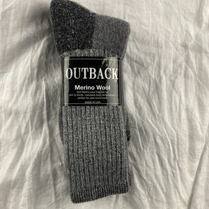 Cabelas NWT Outback Merino Wool Socks Size 9-11 Gray Made USA Hiking Boot